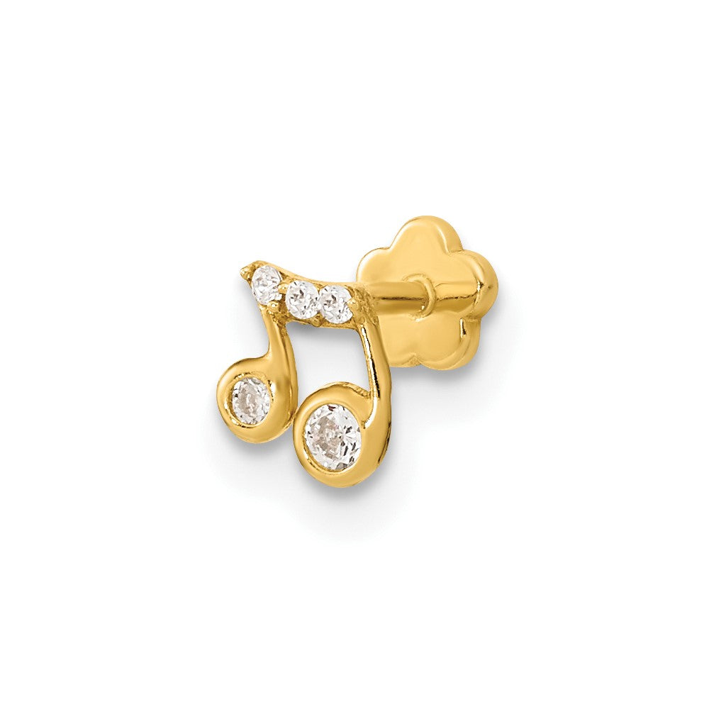 14K Gelbgold 18 Stärke Musik Note und Zirkonia Cartilage Body Schmuck