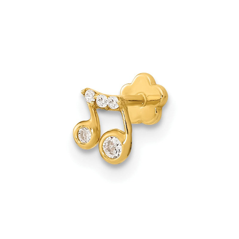 14K Gelbgold 18 Stärke Musik Note und Zirkonia Cartilage Body Schmuck