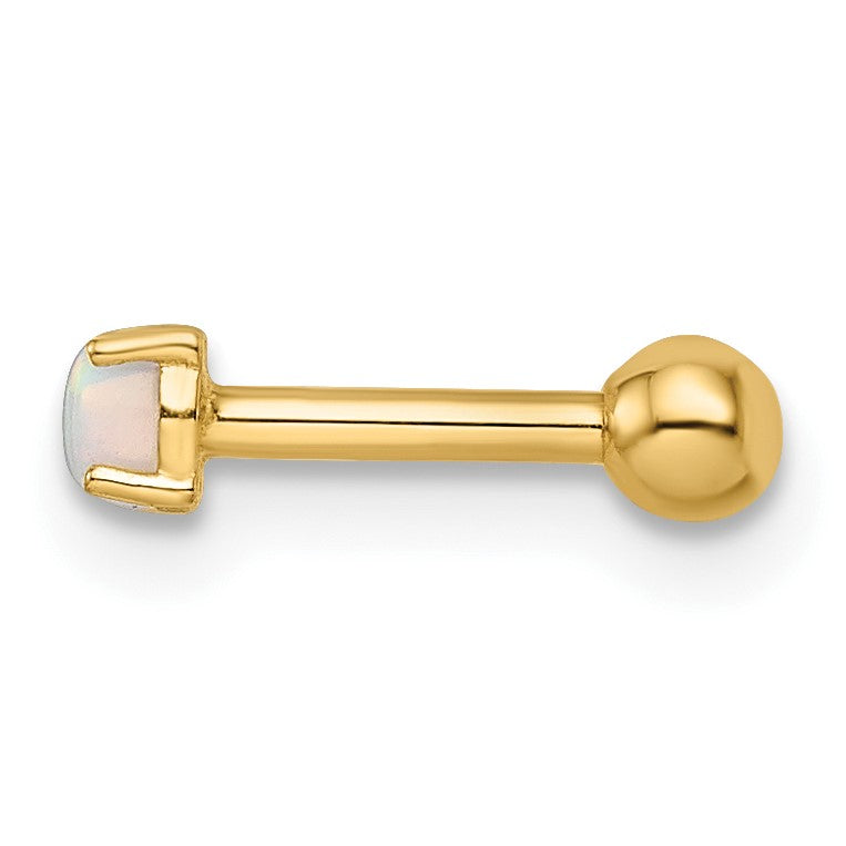 14K Gelbgold 16 Stärke Erzeugt Opal Labret Ohrstecker