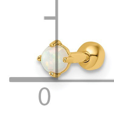 14K Gelbgold 16 Stärke Erzeugt Opal Labret Ohrstecker
