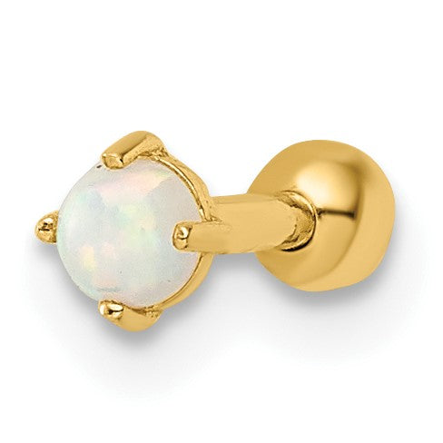 14K Gelbgold 16 Stärke Erzeugt Opal Labret Ohrstecker