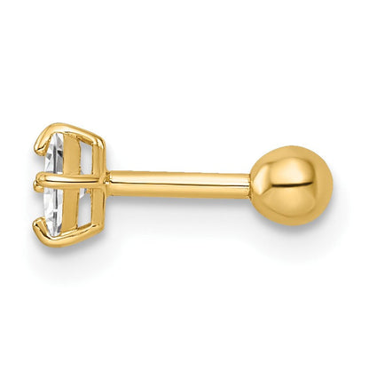 14K Gelbgold 18 Stärke Quadratisch Zirkonia Labret Ohrstecker