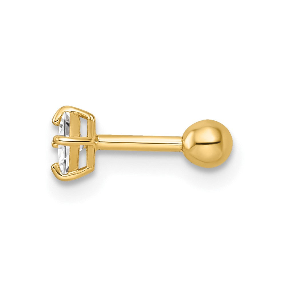 14K Gelbgold 18 Stärke Quadratisch Zirkonia Labret Ohrstecker