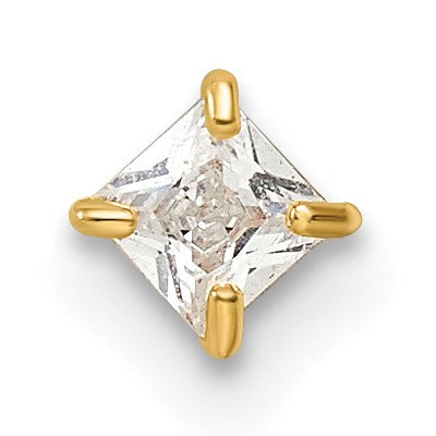 14K Gelbgold 18 Stärke Quadratisch Zirkonia Labret Ohrstecker