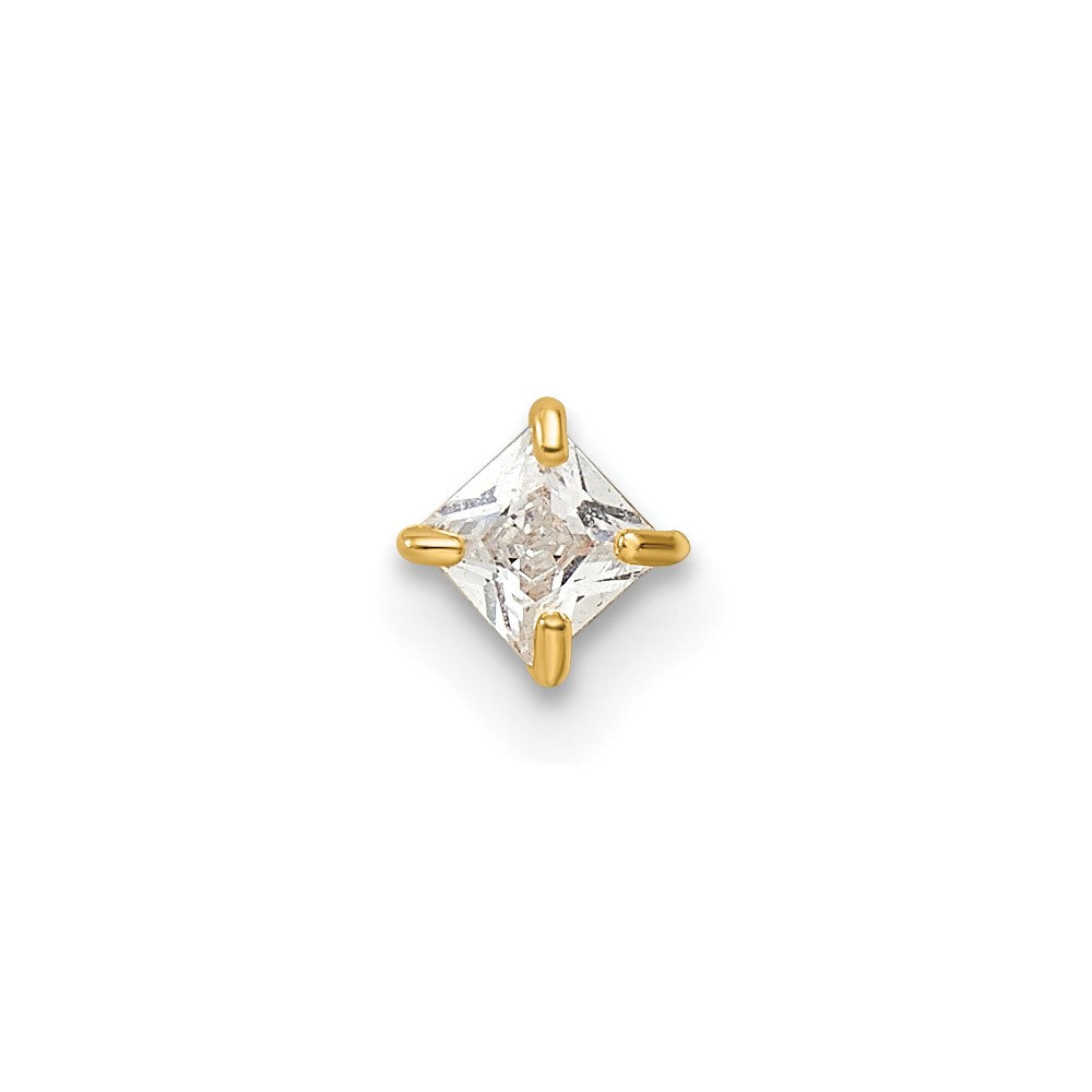 14K Gelbgold 18 Stärke Quadratisch Zirkonia Labret Ohrstecker