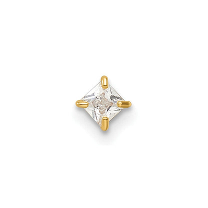 14K Gelbgold 18 Stärke Quadratisch Zirkonia Labret Ohrstecker