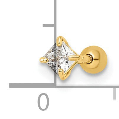 14K Gelbgold 18 Stärke Quadratisch Zirkonia Labret Ohrstecker