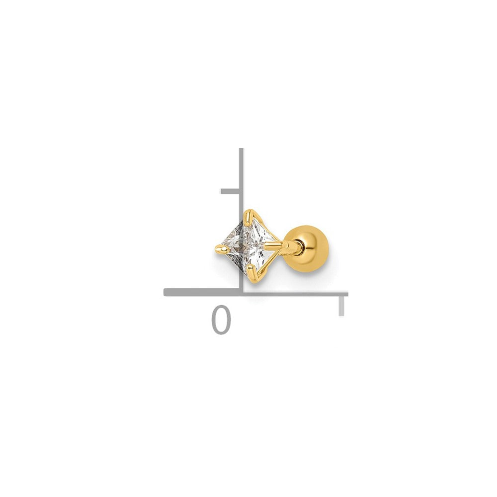 14K Gelbgold 18 Stärke Quadratisch Zirkonia Labret Ohrstecker