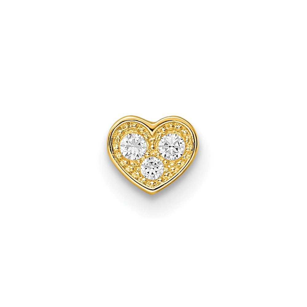 14K Gelbgold 18 Stärke Zirkonia Herz Labret Ohrstecker