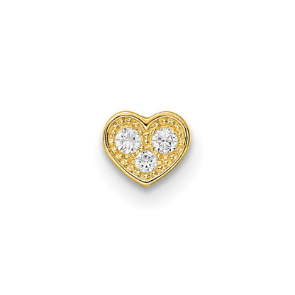 14K Gelbgold 18 Stärke Zirkonia Herz Labret Ohrstecker