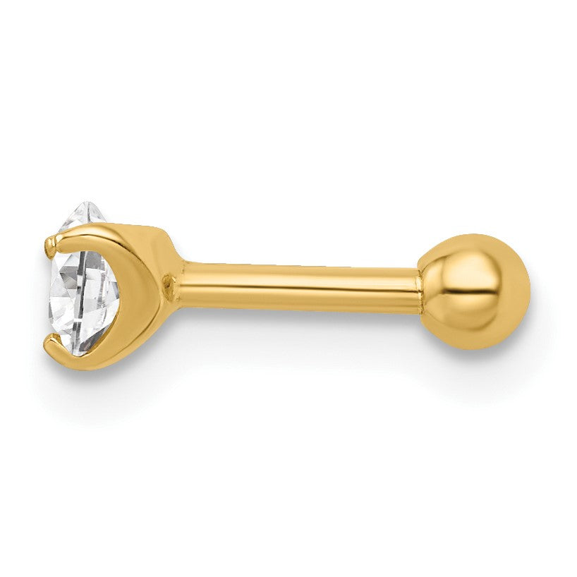 14K Gelbgold 16 Stärke Rund Zirkonia Labret Ohrstecker