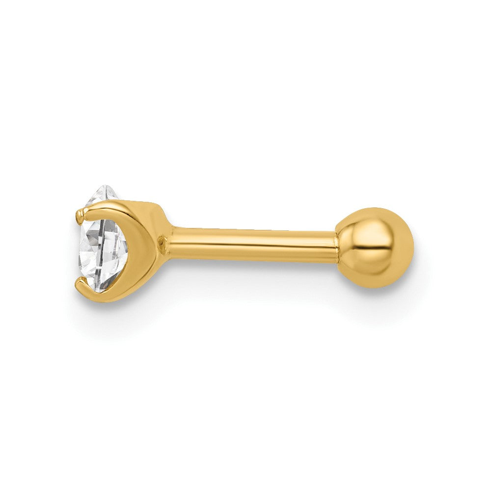 14K Gelbgold 16 Stärke Rund Zirkonia Labret Ohrstecker