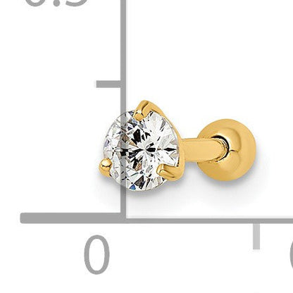 14K Gelbgold 16 Stärke Rund Zirkonia Labret Ohrstecker