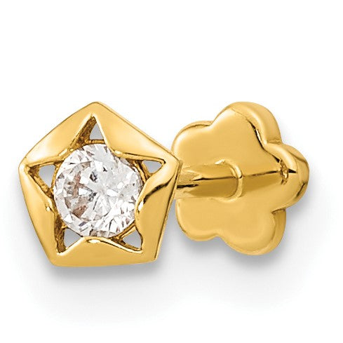 14K Gelbgold 18 Stärke Zirkonia Stern Cartilage Body Schmuck