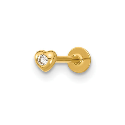 14K Gelbgold 18 Stärke Zirkonia Herz Labret/face Body Schmuck