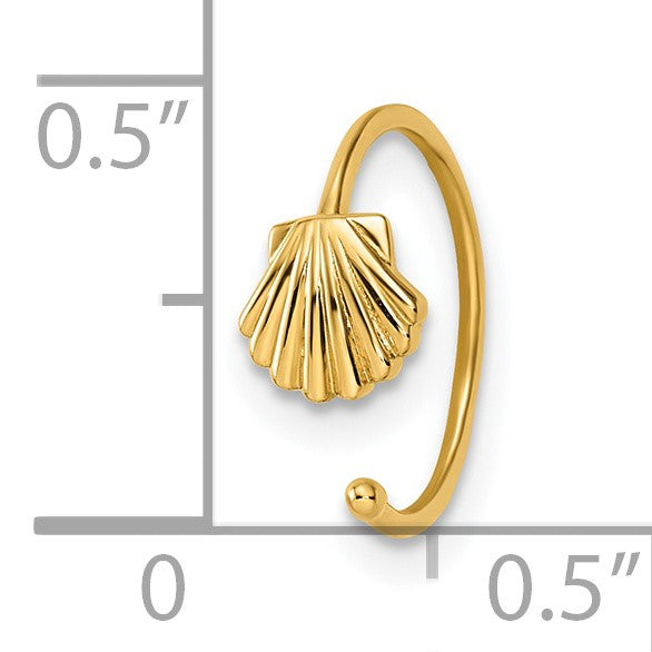 14K Gelbgold 20 Stärke Muschel Nasen Ring / Ohr Manschette