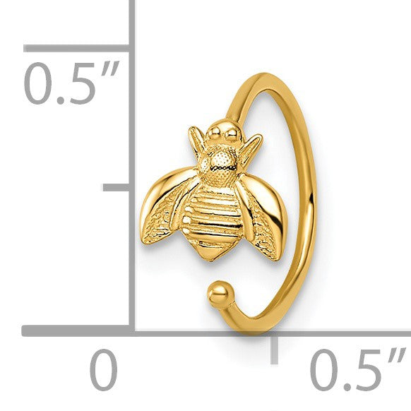 14K Gelbgold 18 Stärke Bumble Biene Nasen Ring / Ohr Manschette