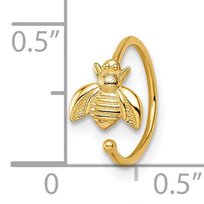 14K Gelbgold 18 Stärke Bumble Biene Nasen Ring / Ohr Manschette