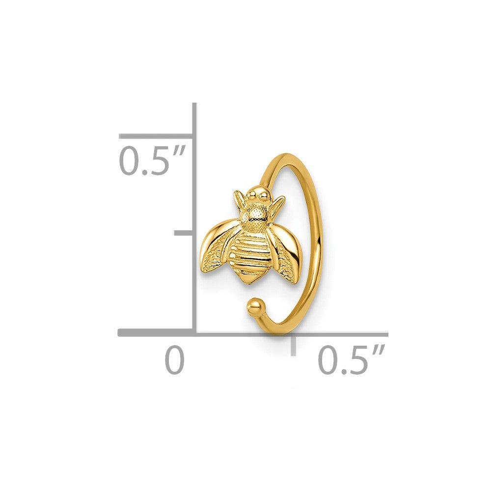 14K Gelbgold 18 Stärke Bumble Biene Nasen Ring / Ohr Manschette