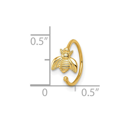 14K Gelbgold 18 Stärke Bumble Biene Nasen Ring / Ohr Manschette