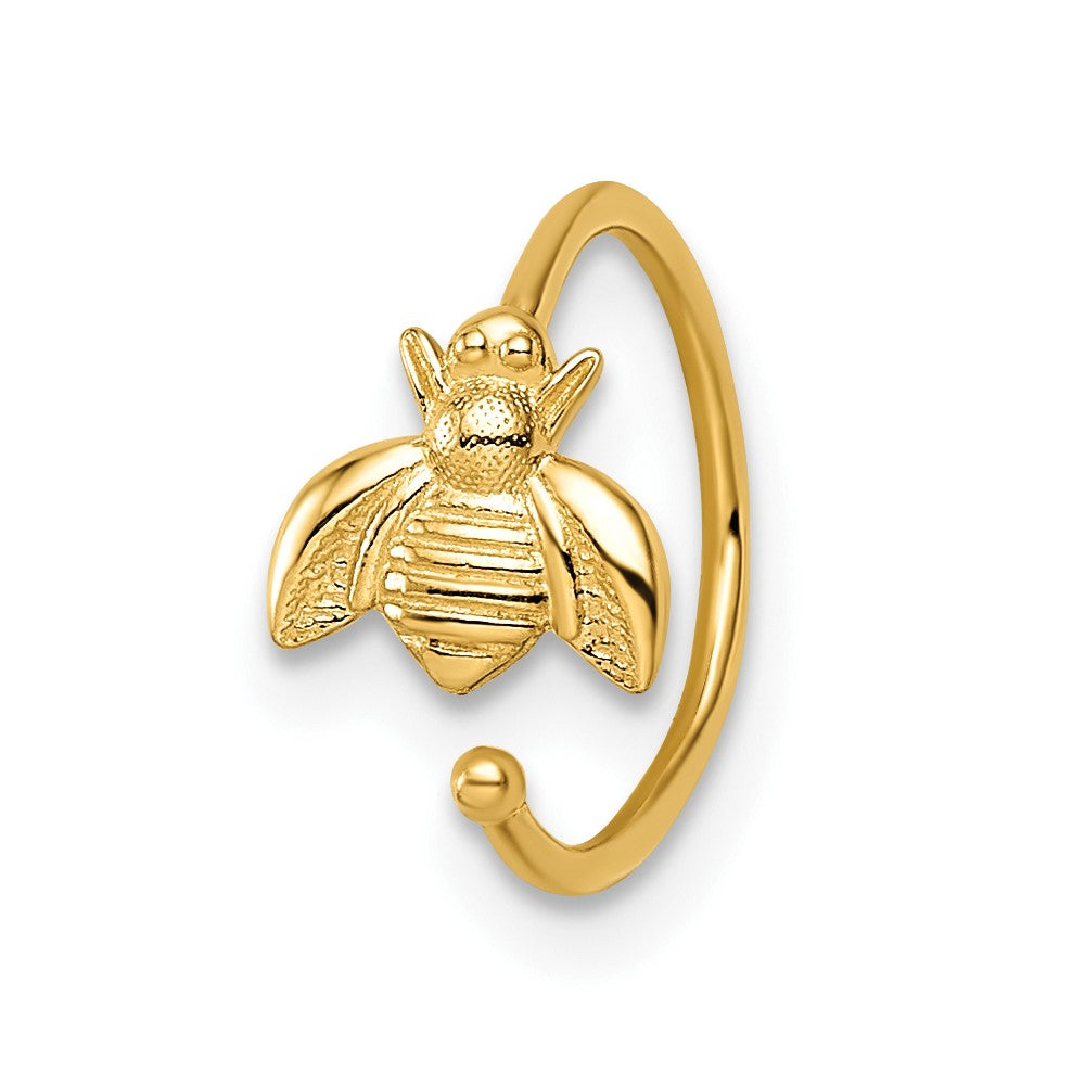14K Gelbgold 18 Stärke Bumble Biene Nasen Ring / Ohr Manschette