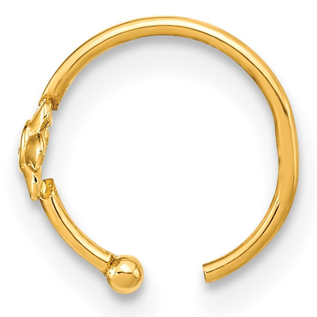 14K Gelbgold 18 Stärke Creole mit Zirkonia Nasen Ring Body Schmuck