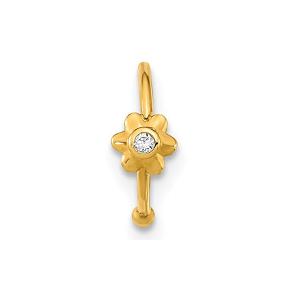 14K Gelbgold 18 Stärke Creole mit Zirkonia Nasen Ring Body Schmuck