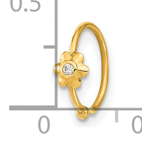 14K Gelbgold 18 Stärke Creole mit Zirkonia Nasen Ring Body Schmuck