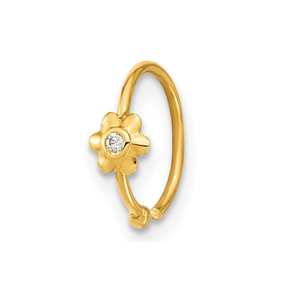 14K Gelbgold 18 Stärke Creole mit Zirkonia Nasen Ring Body Schmuck