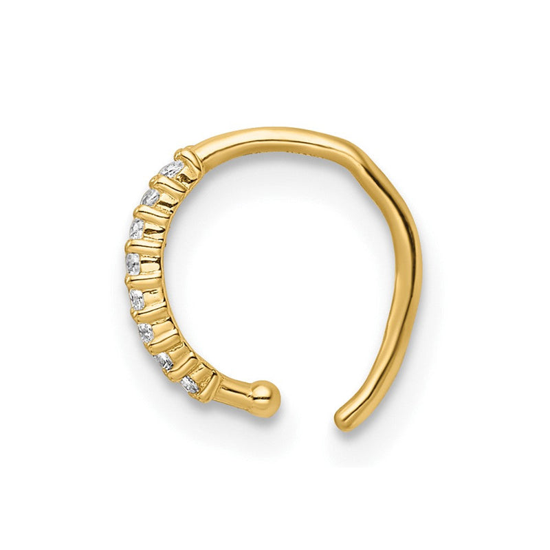14K Gelbgold 18 Stärke Doppelt Reihe Gekugelt & Zirkonia Nasen Ring / Ohr Manschette