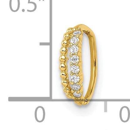 14K Gelbgold 18 Stärke Doppelt Reihe Gekugelt & Zirkonia Nasen Ring / Ohr Manschette