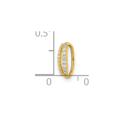 14K Gelbgold 18 Stärke Doppelt Reihe Gekugelt & Zirkonia Nasen Ring / Ohr Manschette