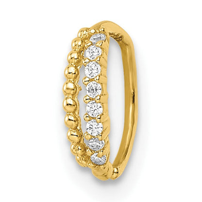 14K Gelbgold 18 Stärke Doppelt Reihe Gekugelt & Zirkonia Nasen Ring / Ohr Manschette