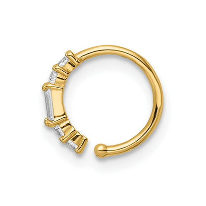14K Gelbgold 20 Stärke Zirkonia Nasen Ring / Ohr Manschette