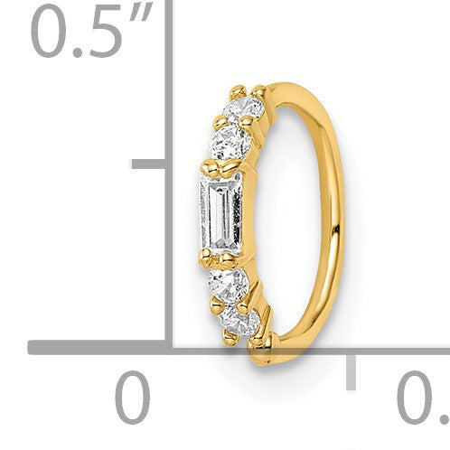 14K Gelbgold 20 Stärke Zirkonia Nasen Ring / Ohr Manschette