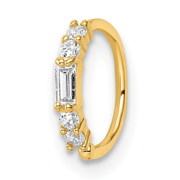 14K Gelbgold 20 Stärke Zirkonia Nasen Ring / Ohr Manschette