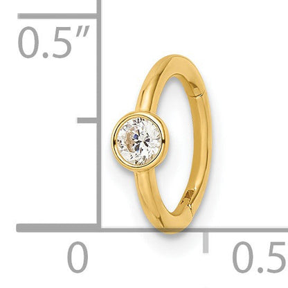 14K Gelbgold 16 Stärke Poliert Zirkonia Cartilage Ring