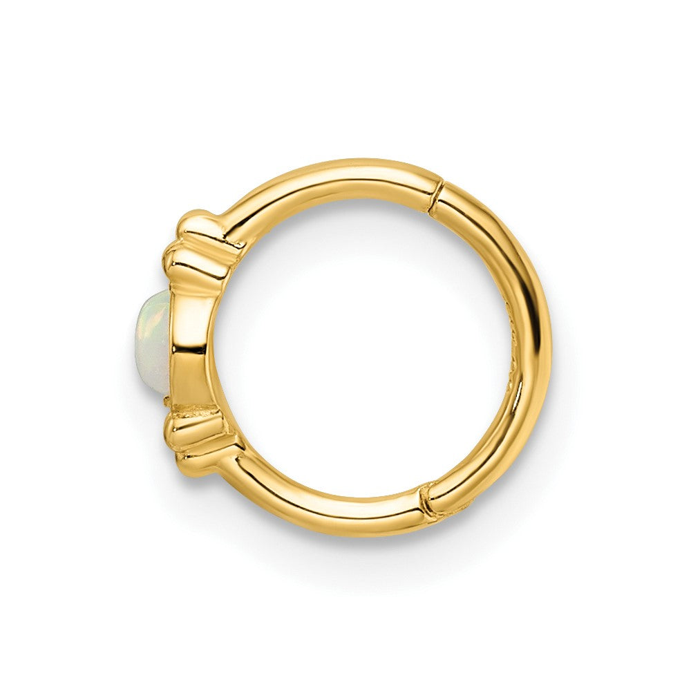 14K Gelbgold 18 Stärke Erzeugt Opal Cartilage Ring