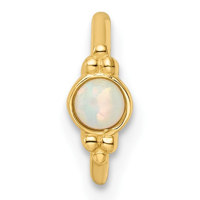 14K Gelbgold 18 Stärke Erzeugt Opal Cartilage Ring