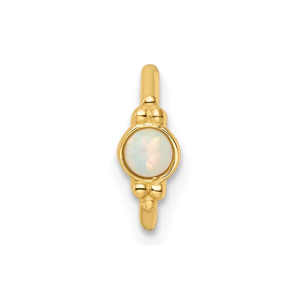 14K Gelbgold 18 Stärke Erzeugt Opal Cartilage Ring