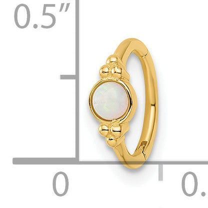 14K Gelbgold 18 Stärke Erzeugt Opal Cartilage Ring
