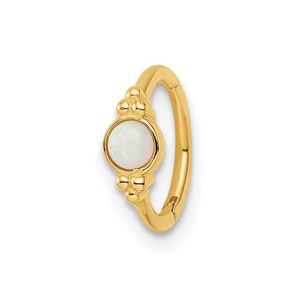 14K Gelbgold 18 Stärke Erzeugt Opal Cartilage Ring
