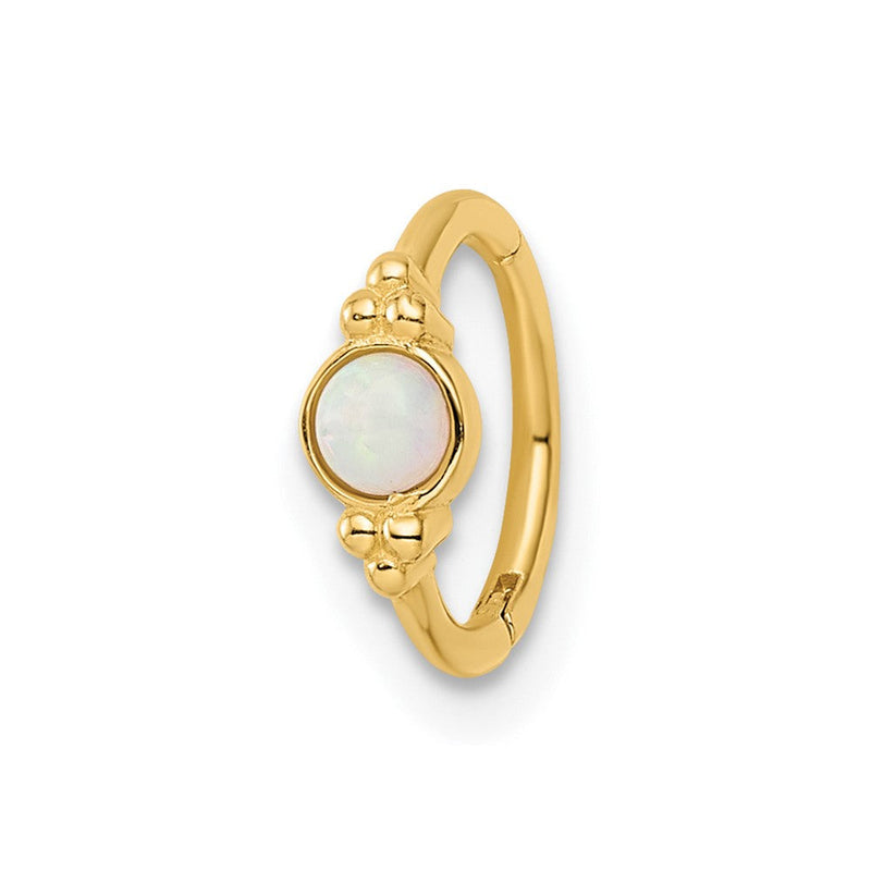 14K Gelbgold 18 Stärke Erzeugt Opal Cartilage Ring