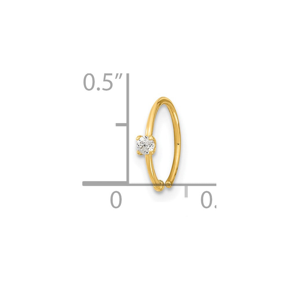 14K Gelbgold 20 Stärke Zirkonia Creole Nasen Ring Body Schmuck