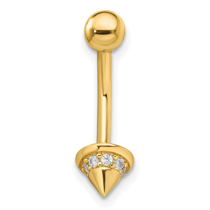 14K Gelbgold 14 Stärke Zirkonia Cone Belly Ring