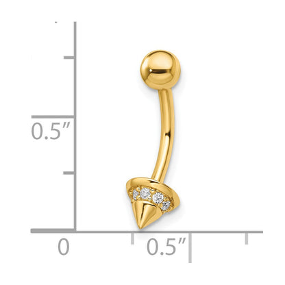 14K Gelbgold 14 Stärke Zirkonia Cone Belly Ring