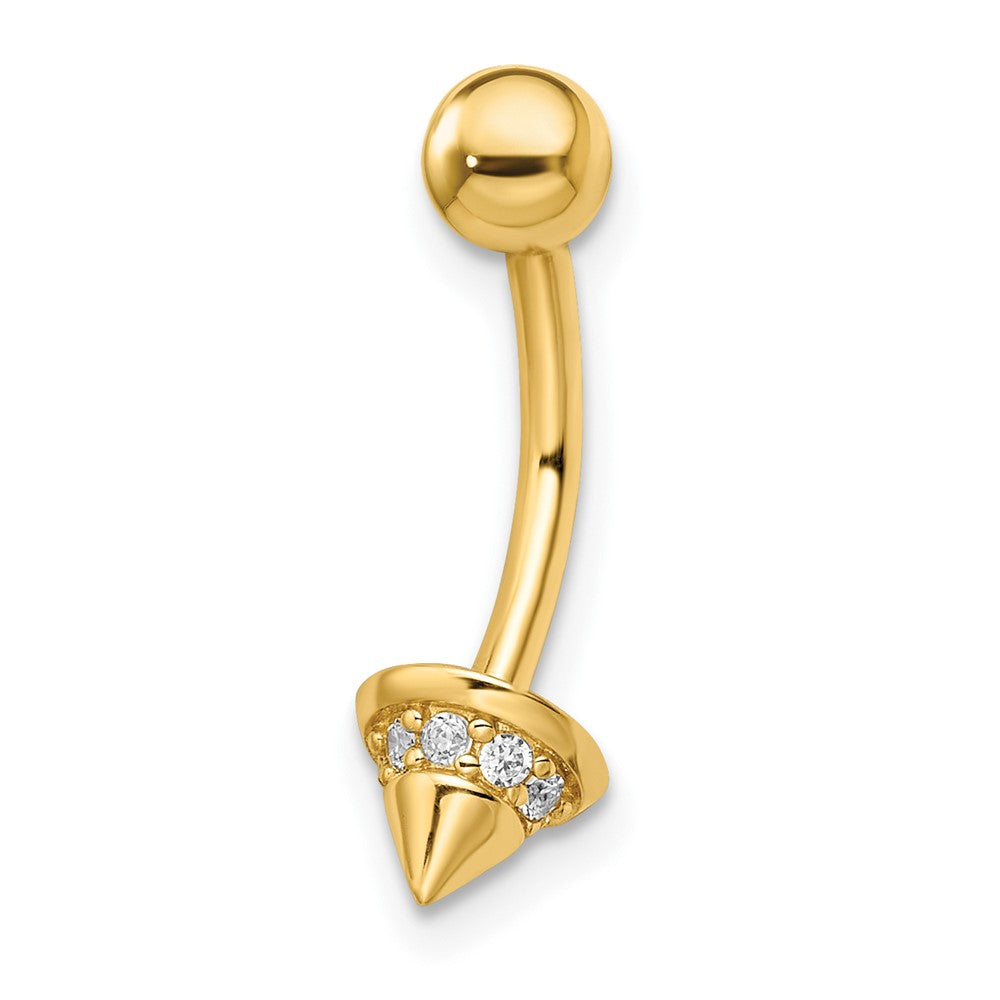 14K Gelbgold 14 Stärke Zirkonia Cone Belly Ring