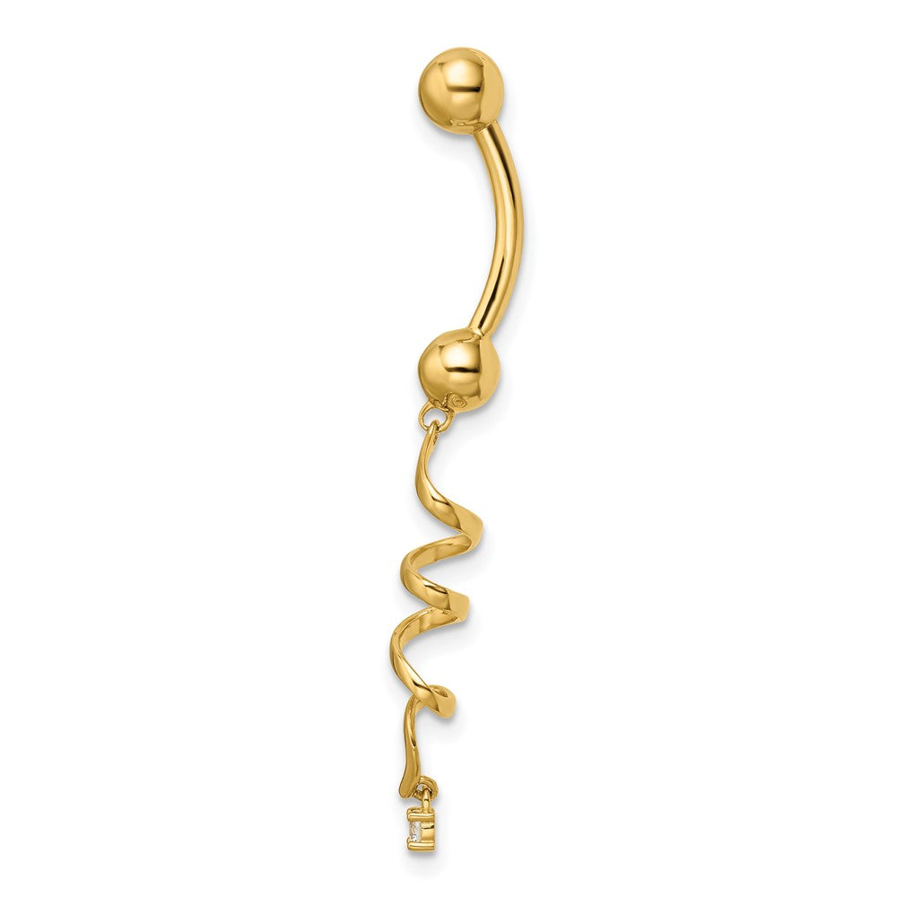 14K Gelbgold 14 Stärke Zirkonia Gedreht Belly Ring