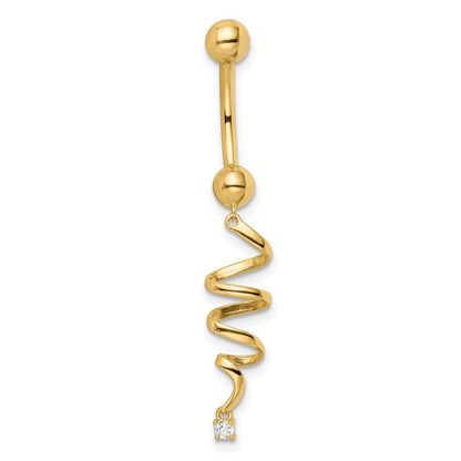 14K Gelbgold 14 Stärke Zirkonia Gedreht Belly Ring