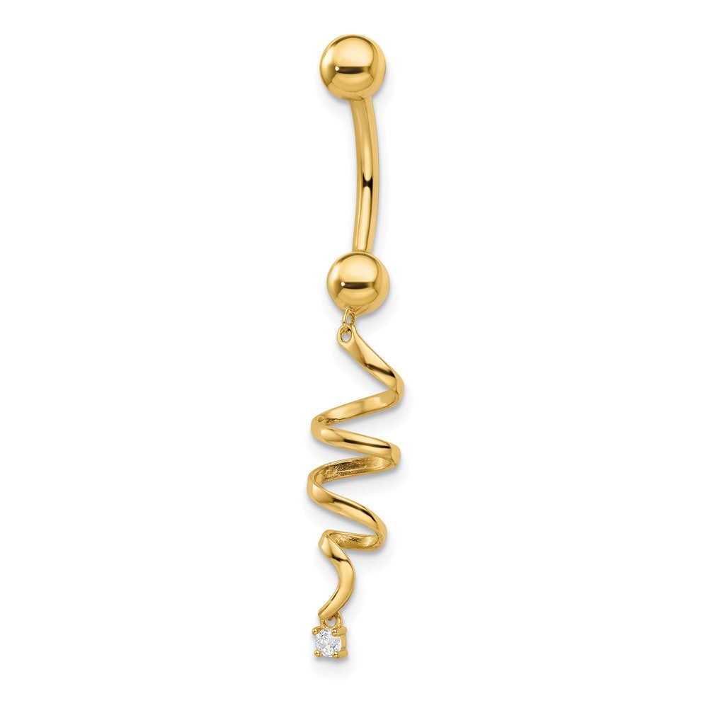 14K Gelbgold 14 Stärke Zirkonia Gedreht Belly Ring